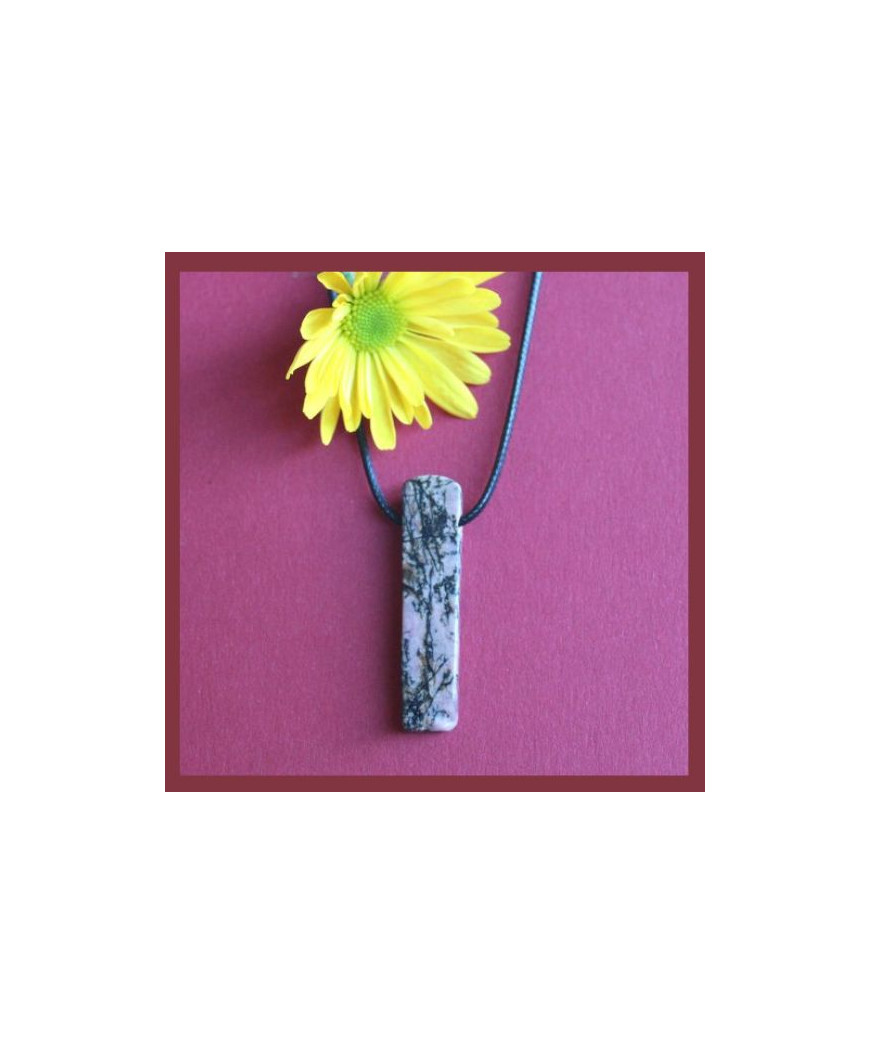 Pendentif semi-brut en Rhodonite