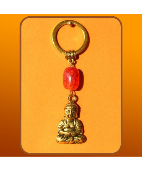 Porte-clefs Bouddha en Agate rouge