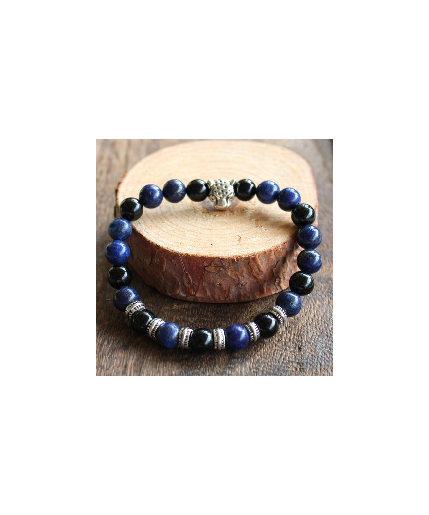 Bracelet en Lapis Lazuli et en Agate noire