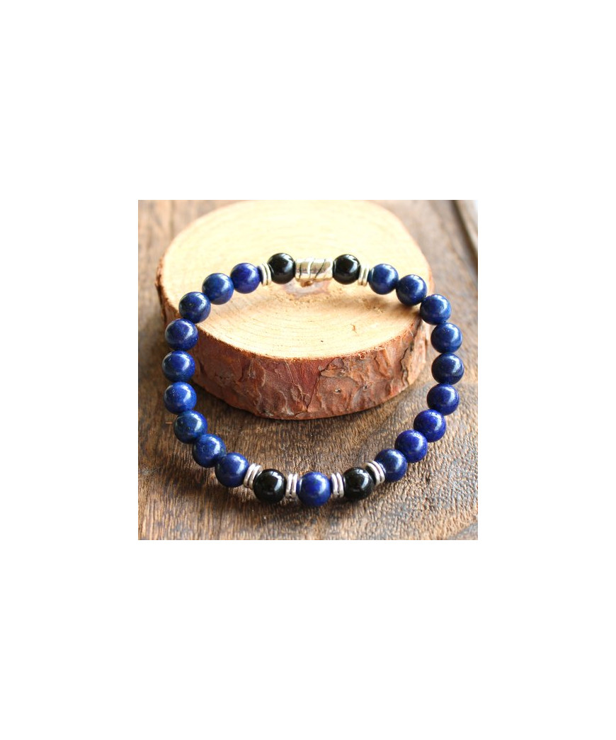 Bracelet en Lapis Lazuli et en Agate noire