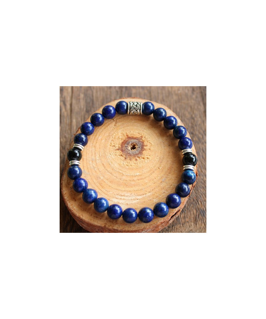 Bracelet en Lapis Lazuli et en Agate noire