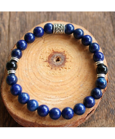 Bracelet en Lapis Lazuli et en Agate noire