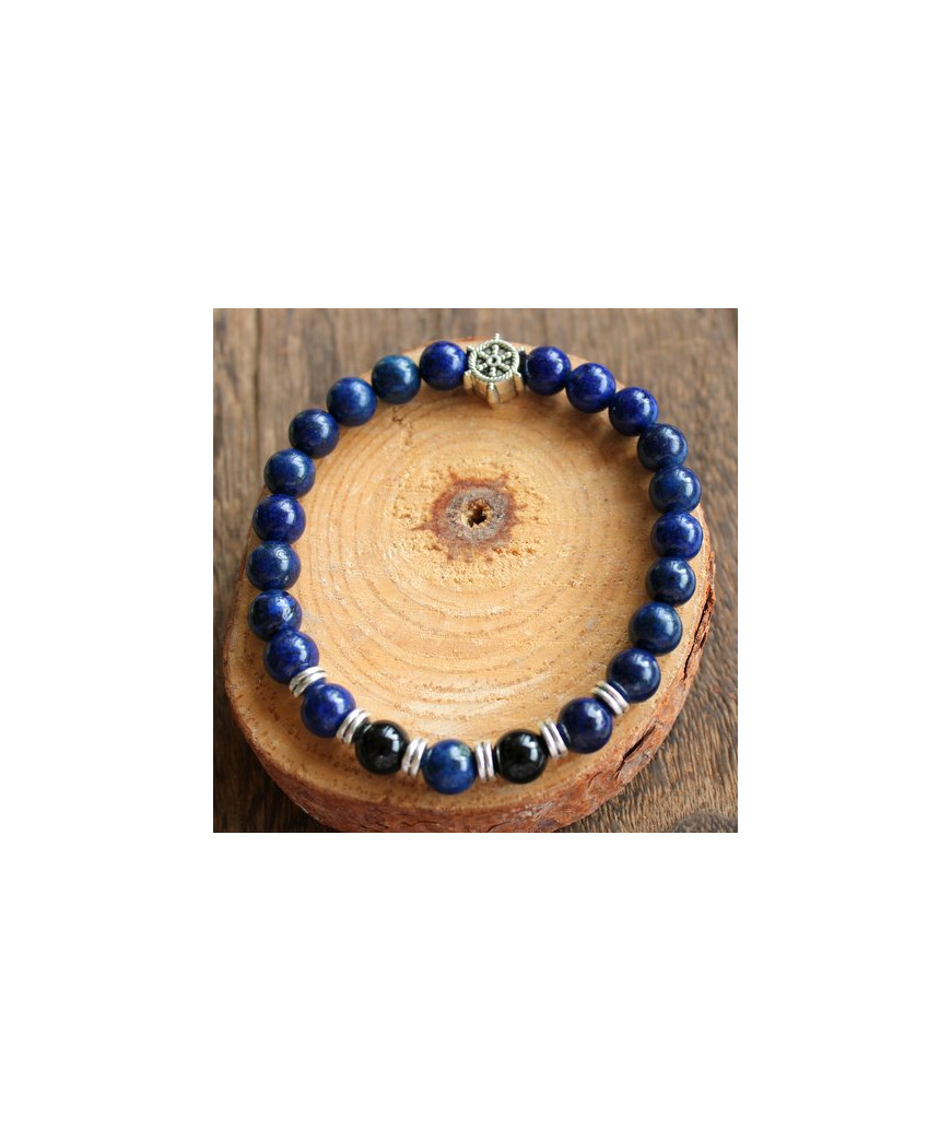 Bracelet en Lapis Lazuli et en Agate noire
