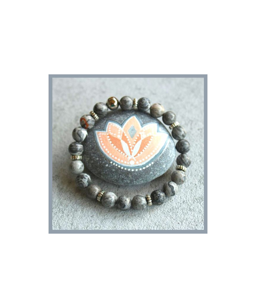 Bracelet en Agate crazy grise