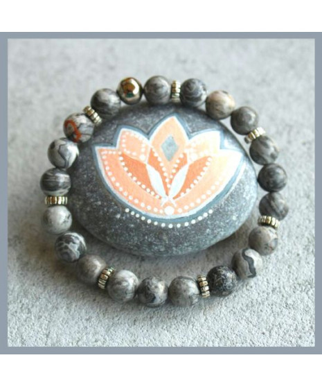 Bracelet en Agate crazy grise