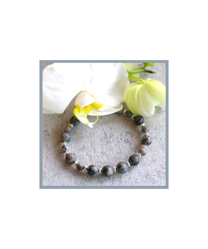 Bracelet en Agate crazy grise