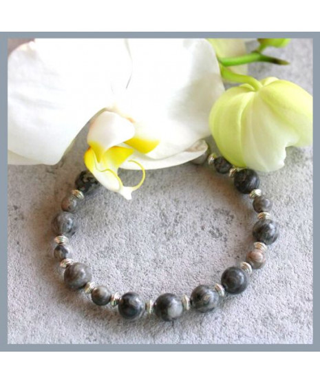Bracelet en Agate crazy grise