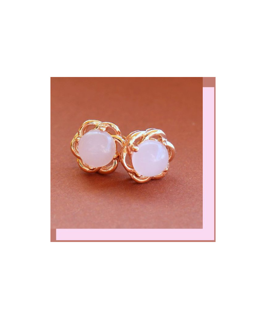 Boucles d'oreilles clous en Quartz rose