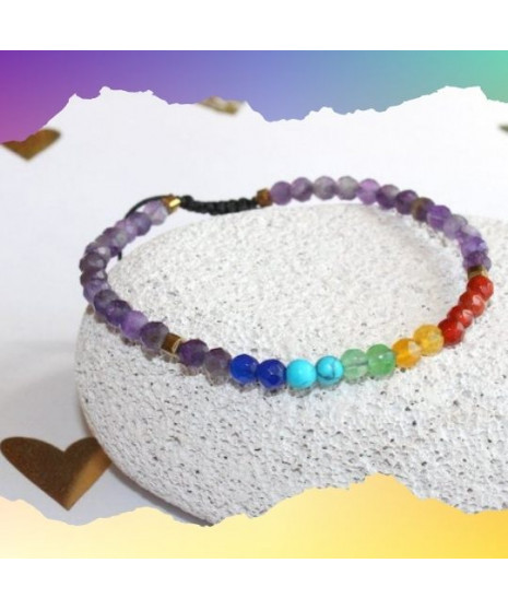 Bracelet aux couleurs des 7 Chakras, Améthyste