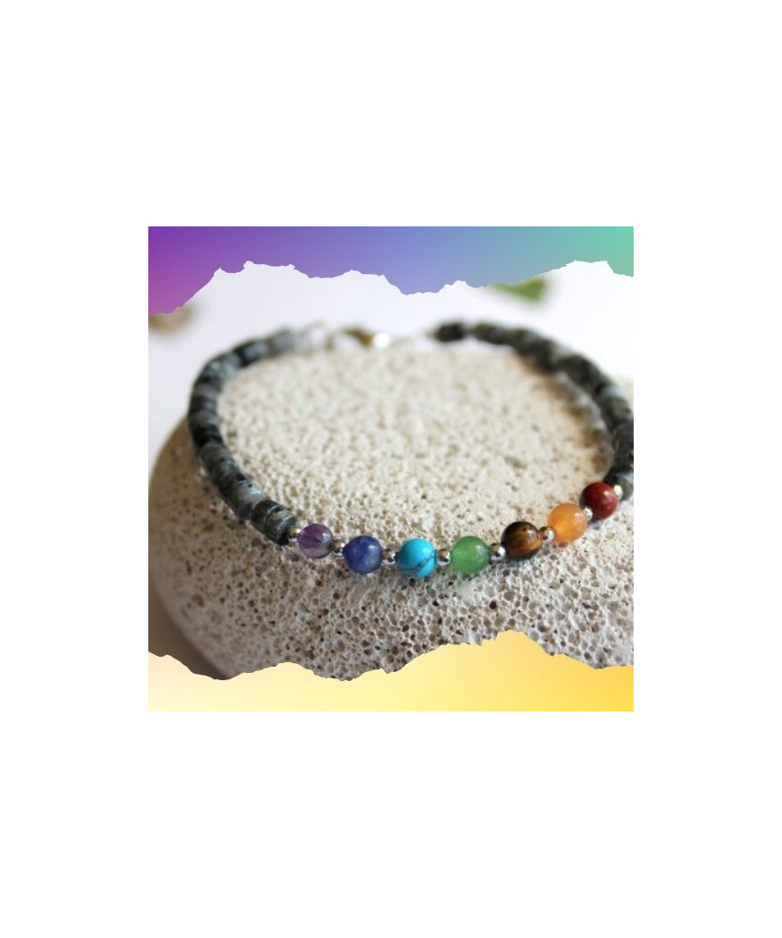 Bracelet aux couleurs des 7 Chakras, Labradorite