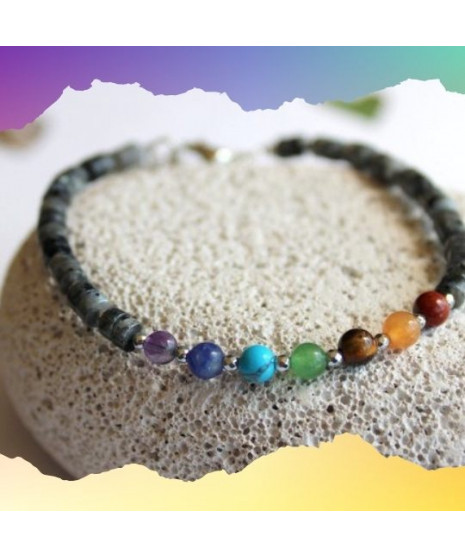 Bracelet aux couleurs des 7 Chakras, Labradorite