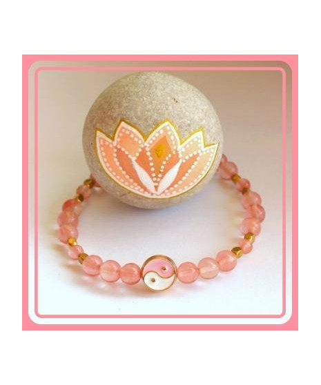 Bracelet Yin et Yang en Tourmaline rose
