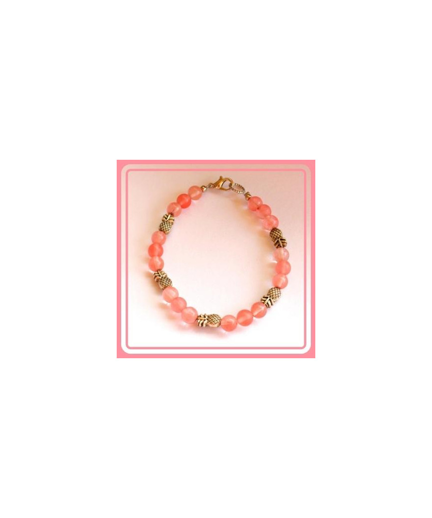 Bracelet Ananas en Tourmaline rose