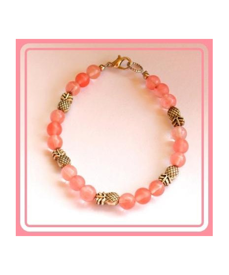 Bracelet Ananas en Tourmaline rose