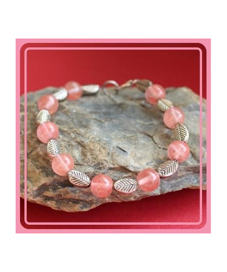 Bracelet Feuilles en Tourmaline rose