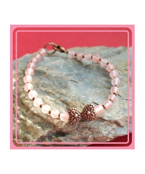 Bracelet Cœurs Duo en Tourmaline rose