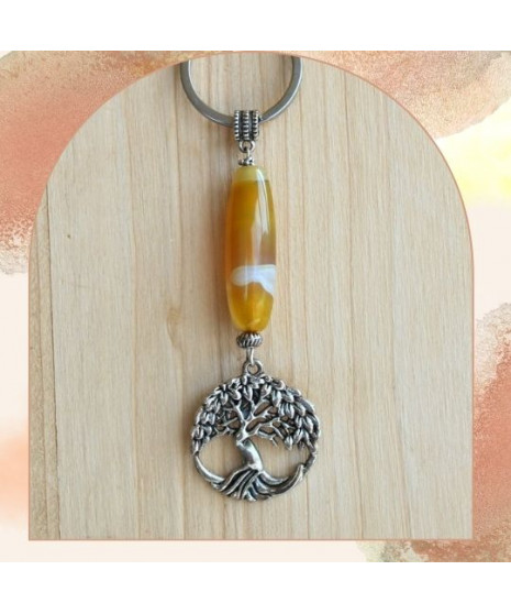 Porte-clefs Arbre de vie en Agate jaune