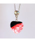 Pendentif Cœur en Agate noire et rouge