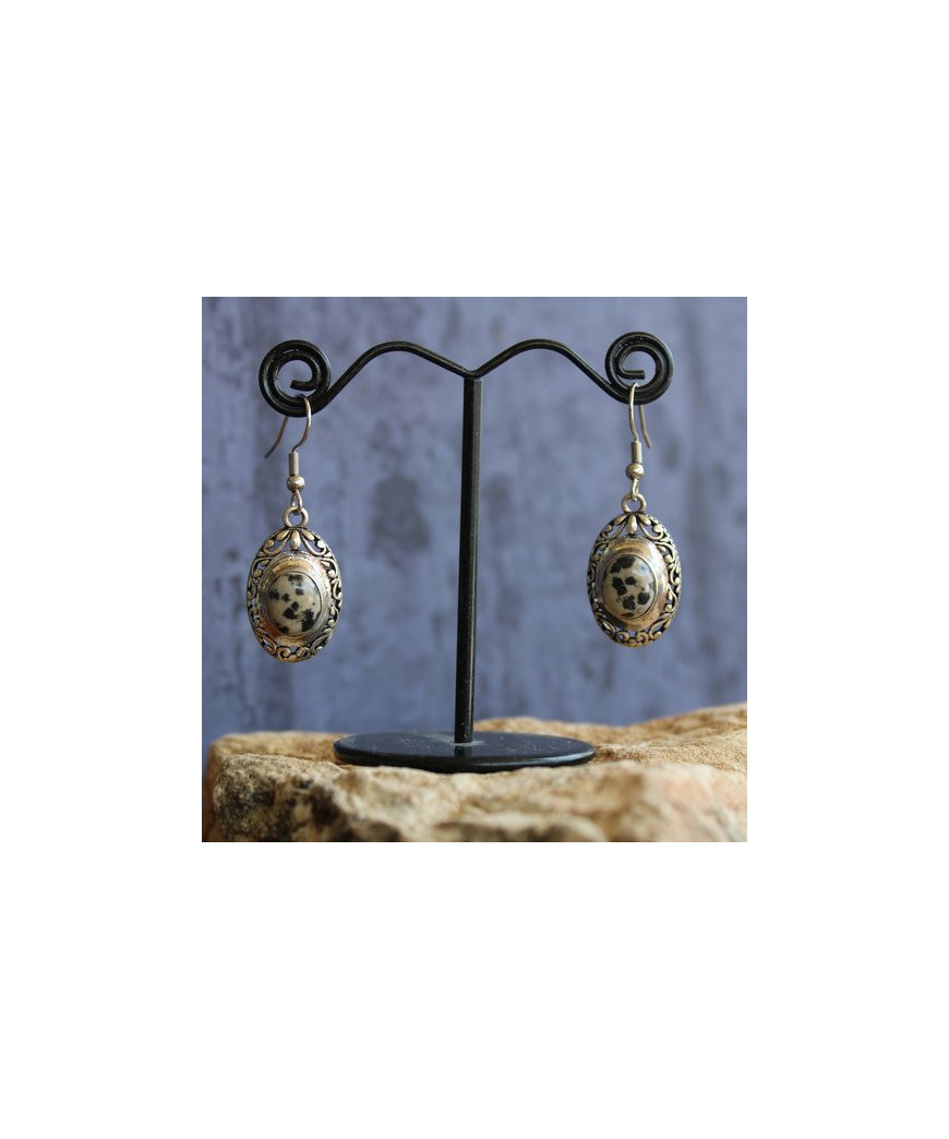 Boucles d'Oreilles Jaspe dalmatien