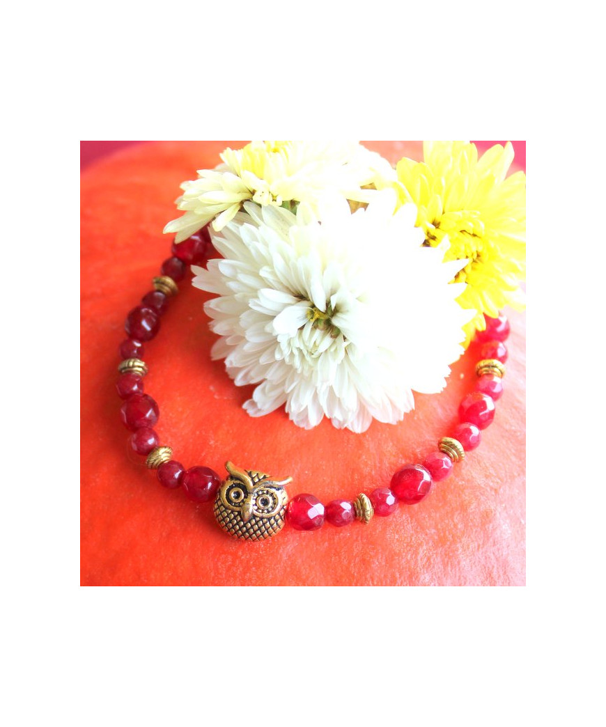 Bracelet Chouette en Agate rouge