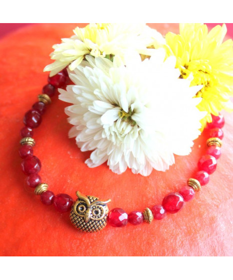 Bracelet Chouette en Agate rouge