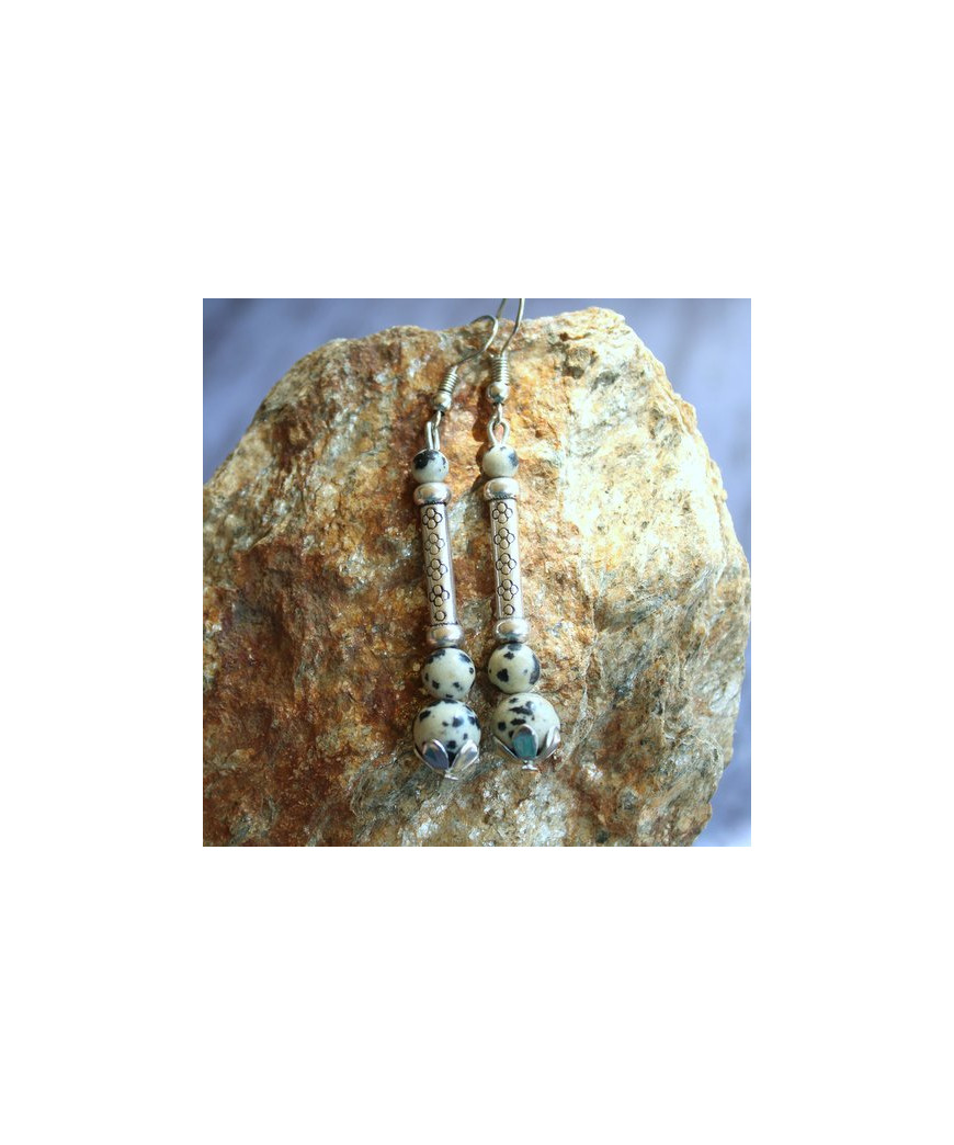 Boucles d'Oreilles Jaspe dalmatien