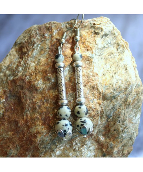 Boucles d'Oreilles Jaspe dalmatien