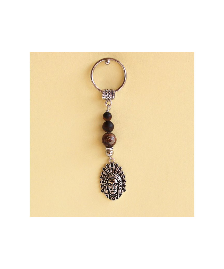 Porte-clefs Indien en Agate et Œil de tigre