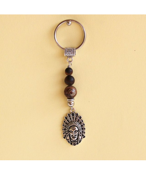 Porte-clefs Indien en Agate et Œil de tigre