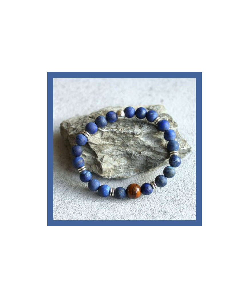 Bracelet Lapis Lazuli Mat et Œil de tigre