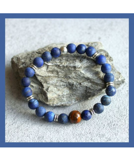 Bracelet Lapis Lazuli Mat et Œil de tigre