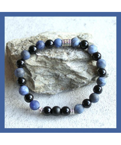 Bracelet Lapis Lazuli Mat et Agate noire