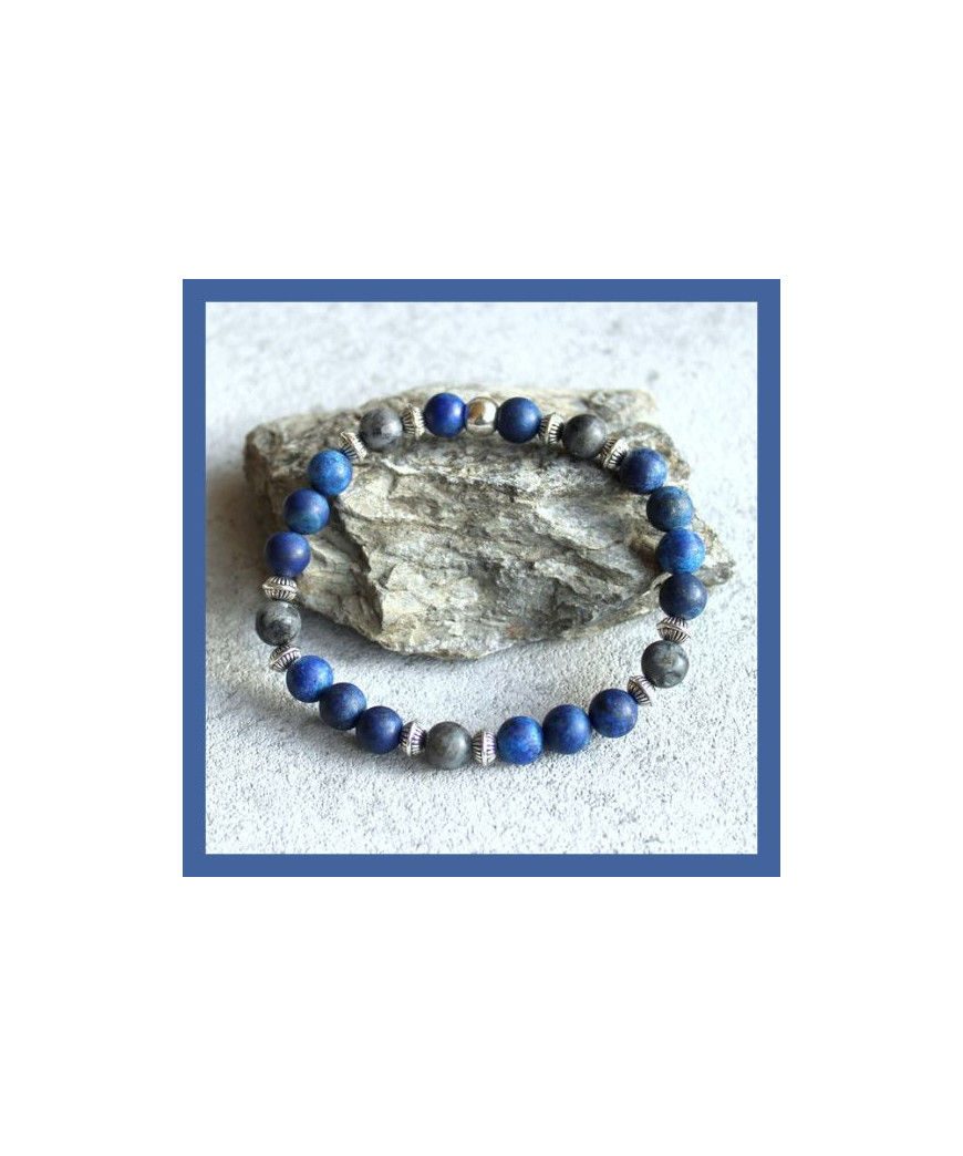Bracelet Lapis Lazuli Mat et Labradorite