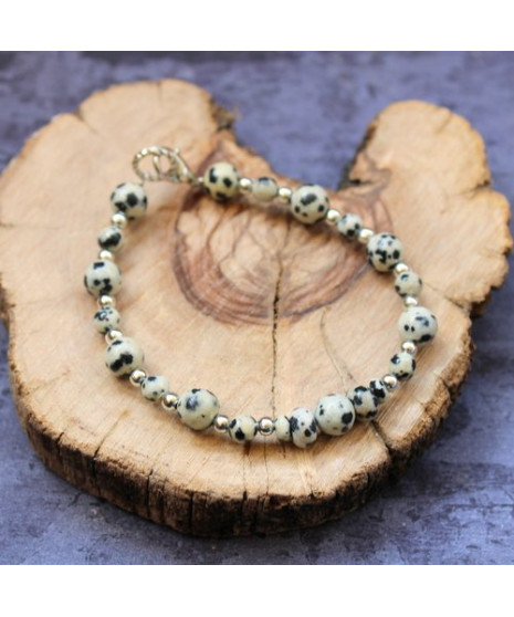 Bracelet en Jaspe dalmatien