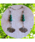 Boucles d'Oreilles Gingko biloba en Malachite