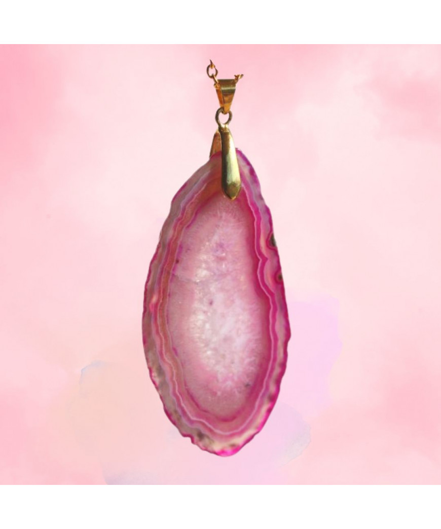 Pendentif Géode Agate rose