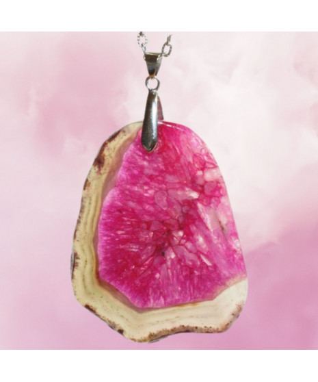 Pendentif Géode Agate rose
