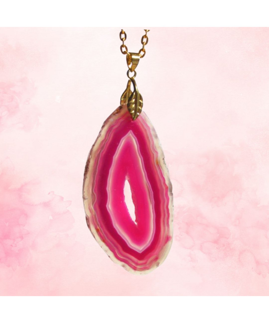 Pendentif Géode Agate rose