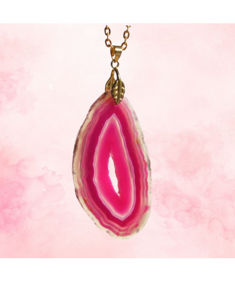 Pendentif Géode Agate rose