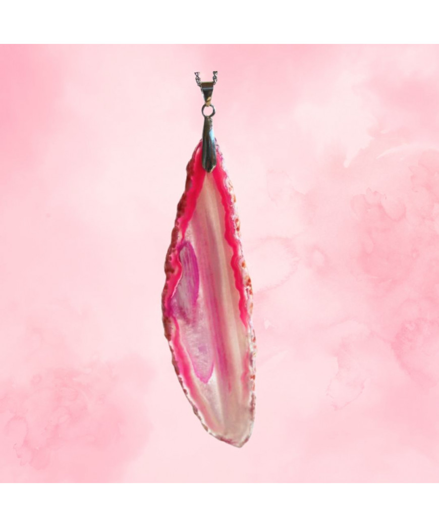 Pendentif Géode Agate rose