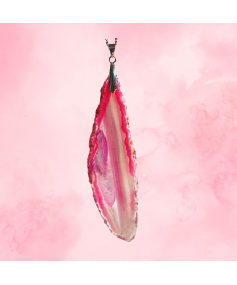 Pendentif Géode Agate rose