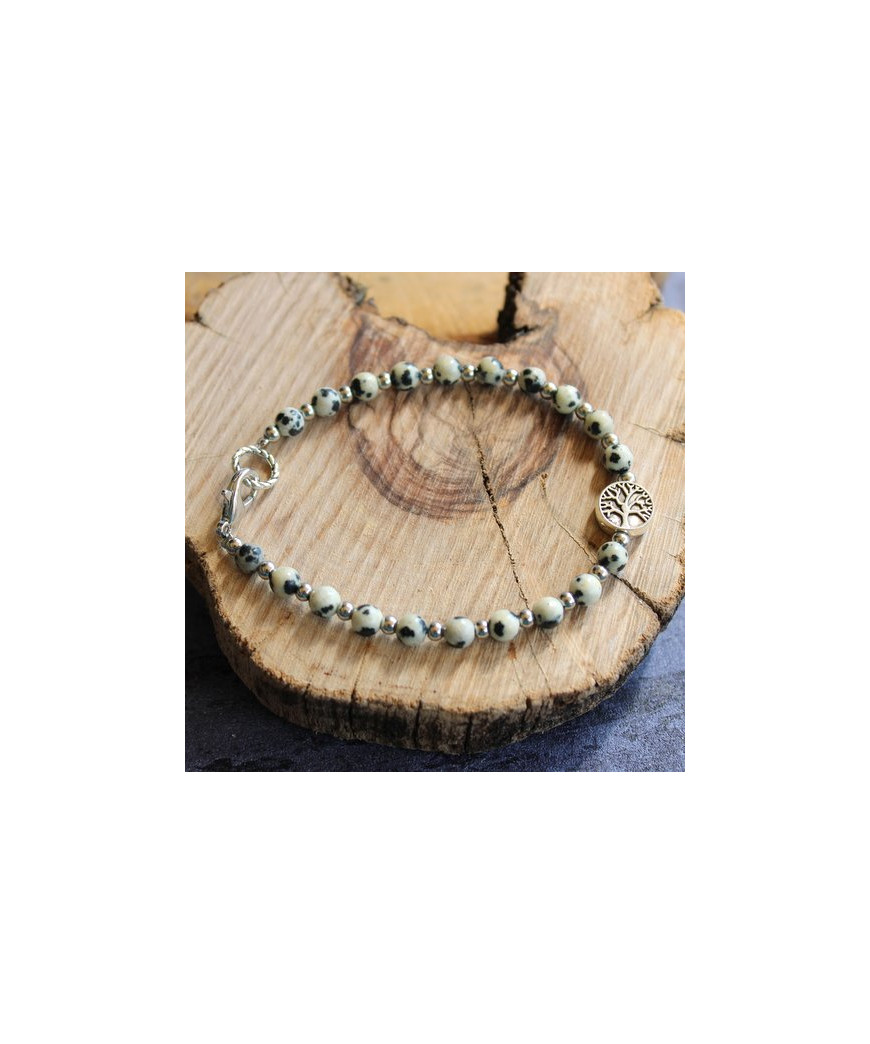Bracelet Arbre de Vie en Jaspe dalmatien