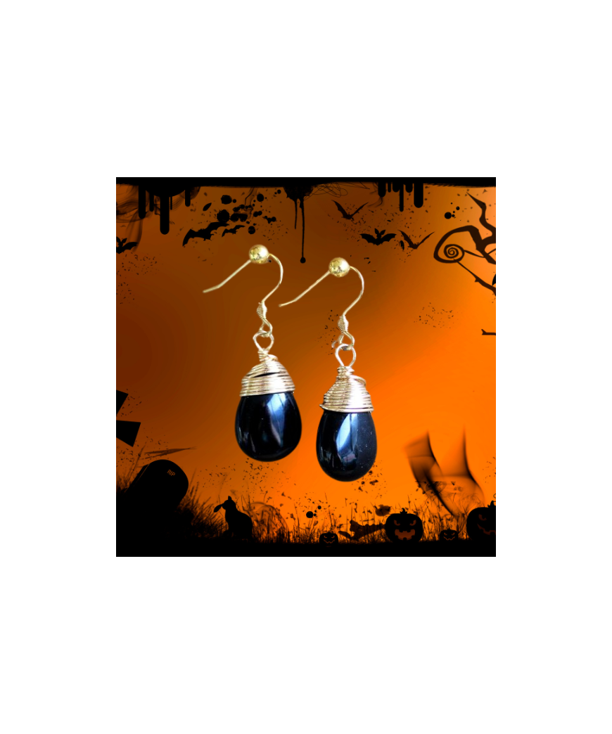 Boucles d'oreilles Agate noire