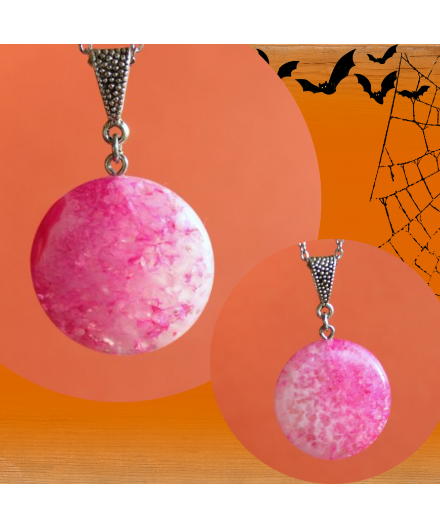 pendentif rond en Agate rose