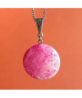pendentif rond en Agate rose