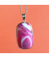 Pendentif rectangulaire cerclé en Agate rose