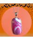 Pendentif rectangulaire cerclé en Agate rose