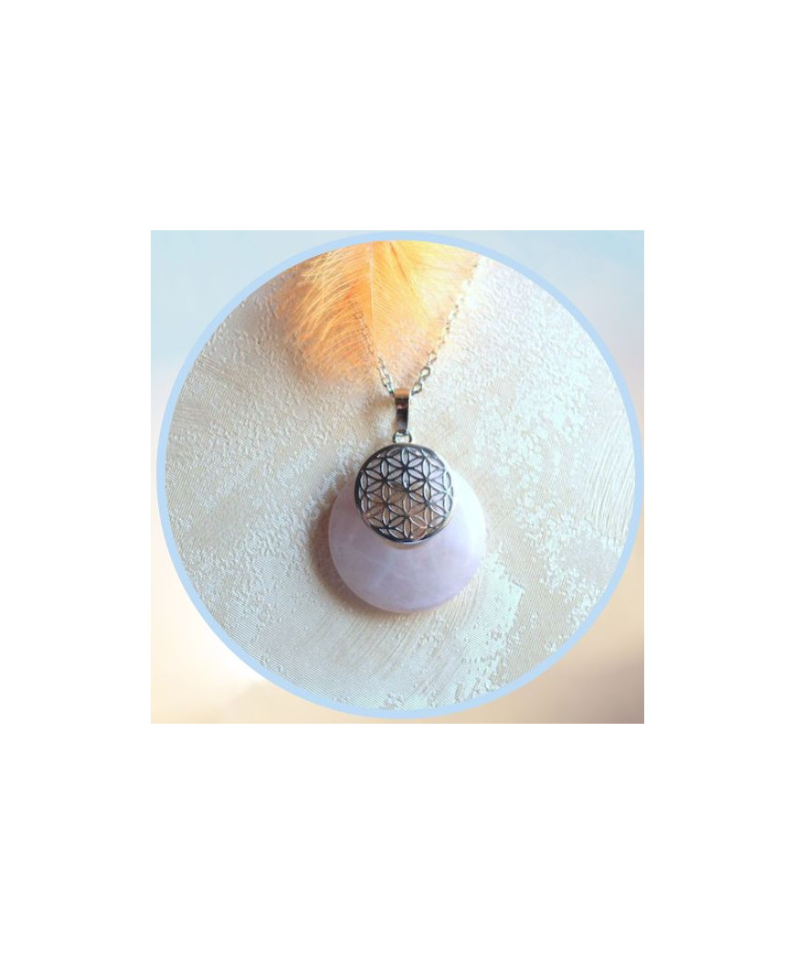 Pendentif Fleur de Vie en Quartz rose