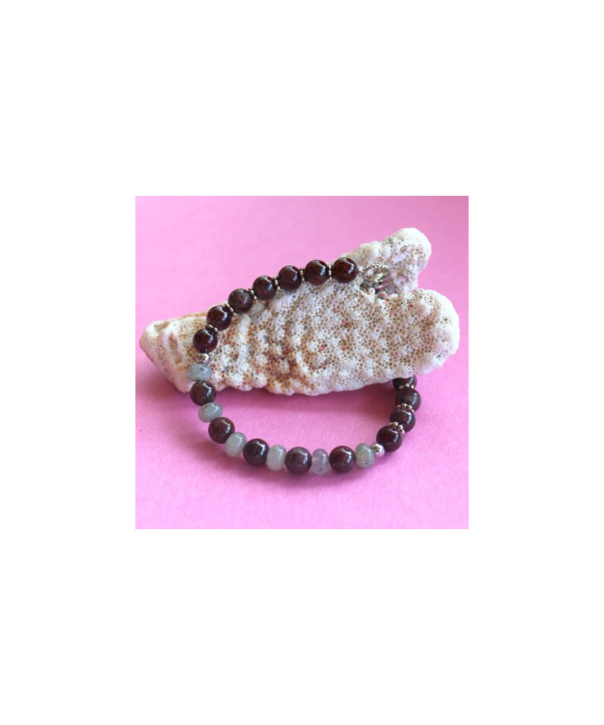 Bracelet en Grenat et en Labradorite