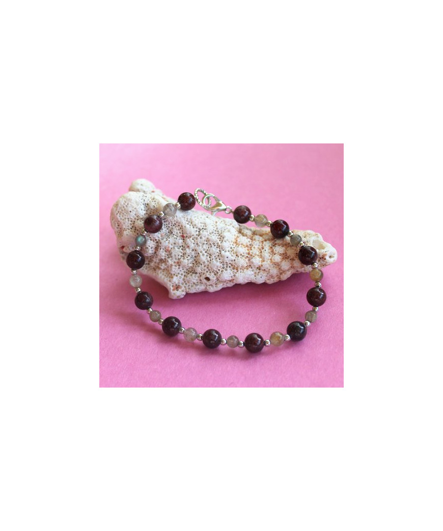 Bracelet en Grenat et en Labradorite
